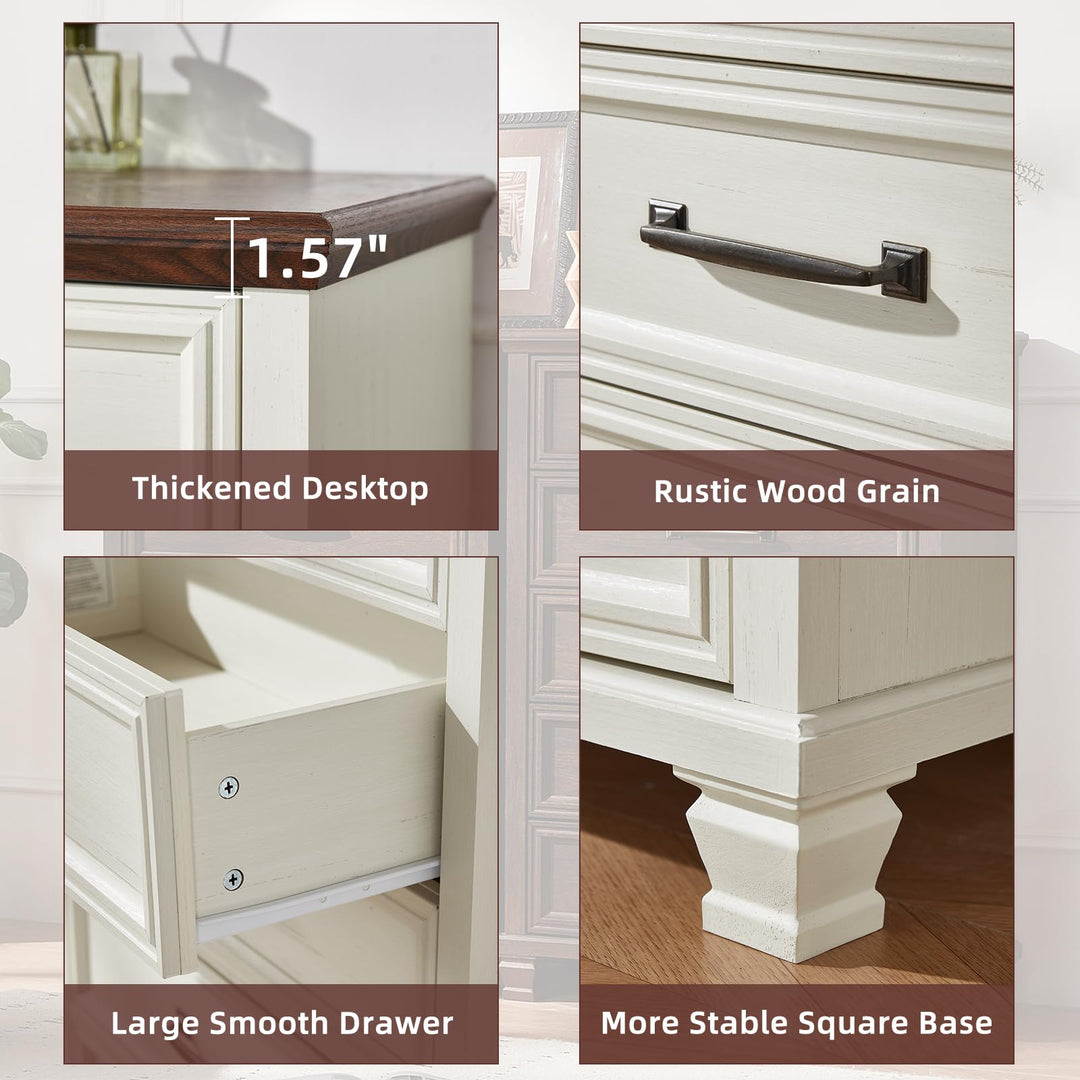 SAVOR LIFE Farmhouse 5 Drawer Dresser for Bedroom, White 