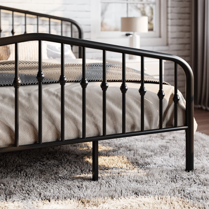 SHA CERLIN Queen Metal Bed Frame with Wrought Iron-Art Headboard, Black 