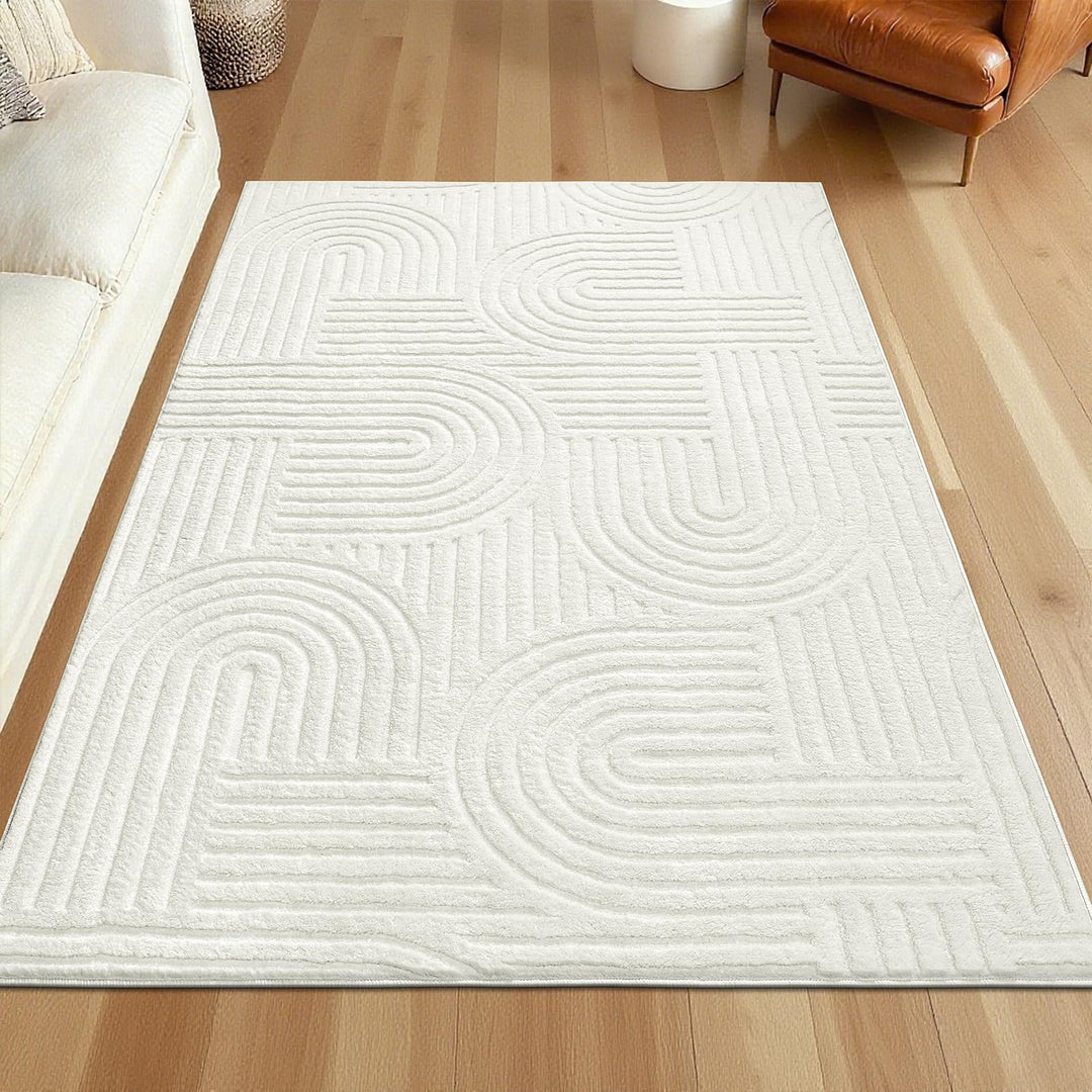 SHACOS Soft Cozy Fluffy Arch Pattern High Low Pile Rugs 5&