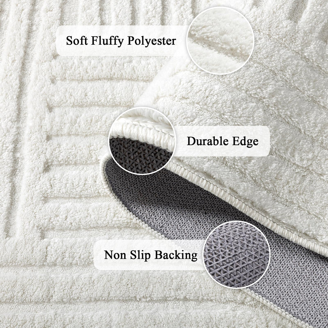 SHACOS Soft Cozy Fluffy Arch Pattern High Low Pile Rugs 5&
