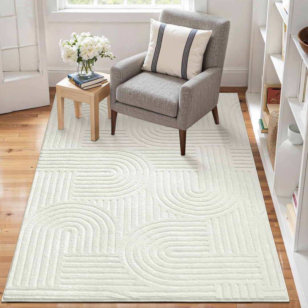 SHACOS Soft Cozy Fluffy Arch Pattern High Low Pile Rugs 5&