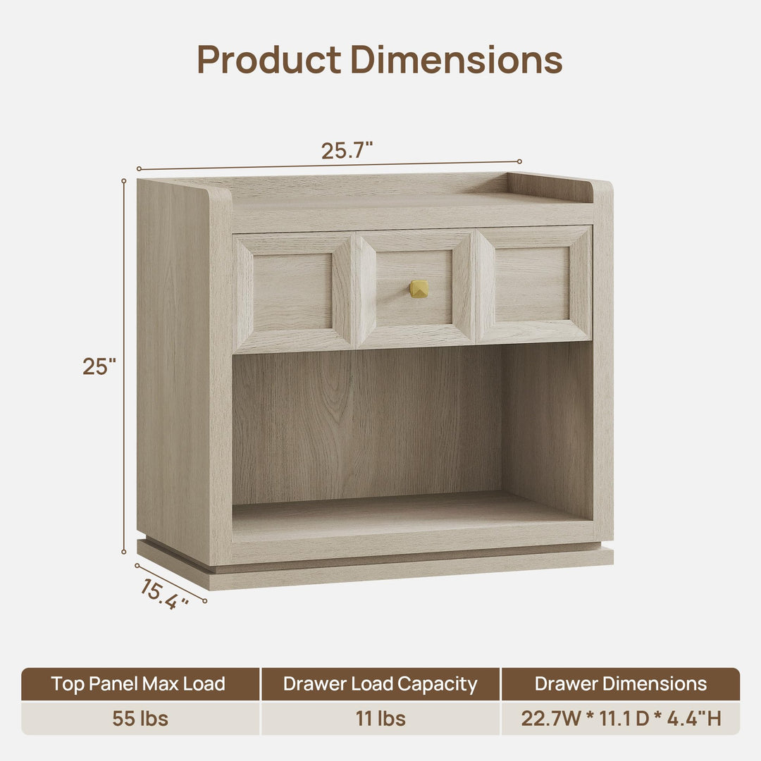SICOTAS Night Stand Set 2, 26" Wide Nightstands with Drawer 