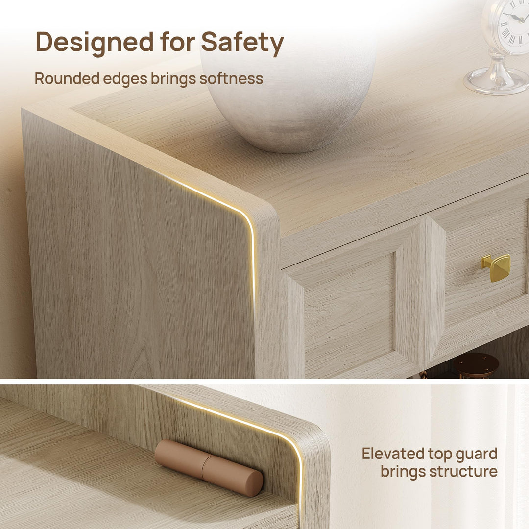 SICOTAS Night Stand Set 2, 26" Wide Nightstands with Drawer 