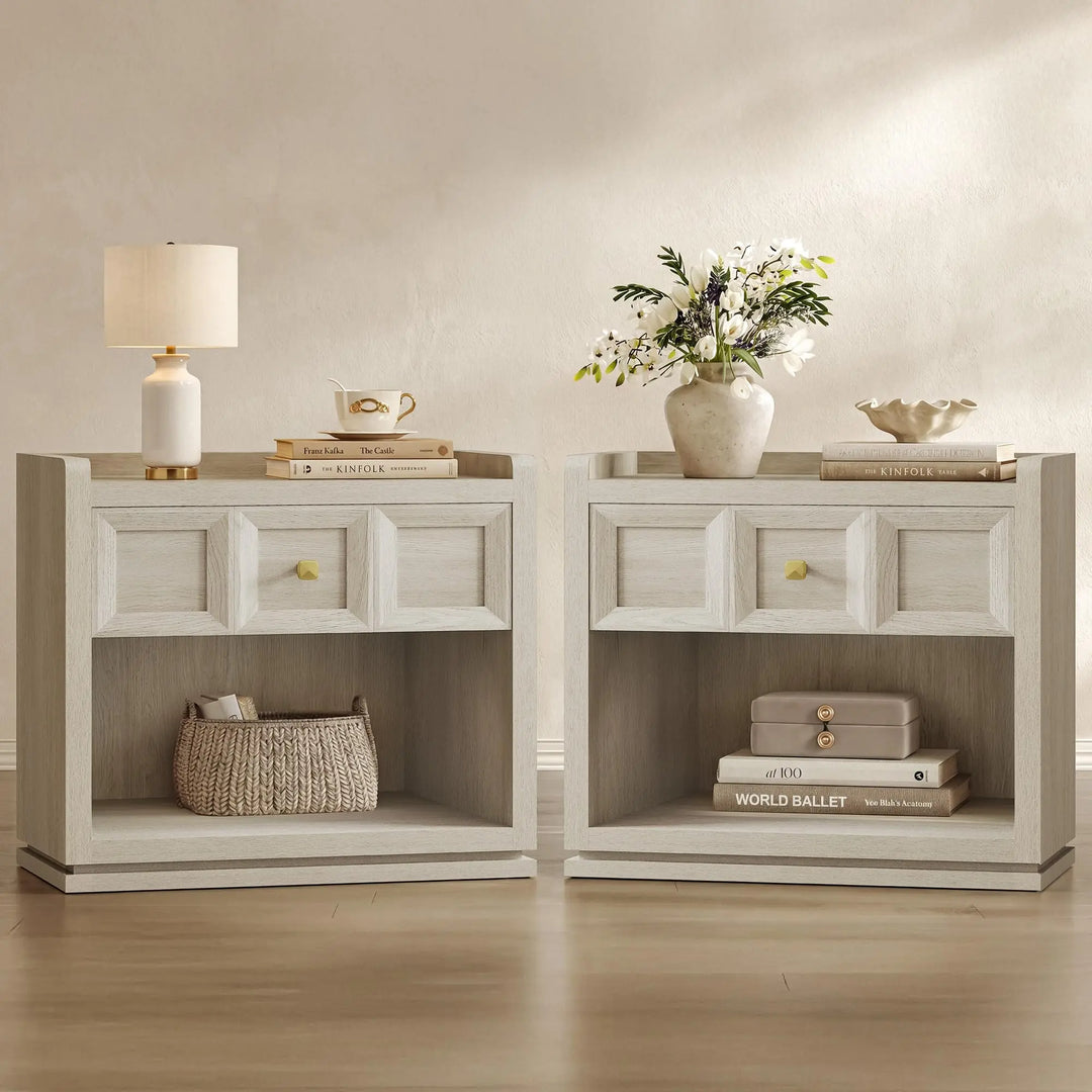 SICOTAS Night Stand Set 2, 26" Wide Nightstands with Drawer 