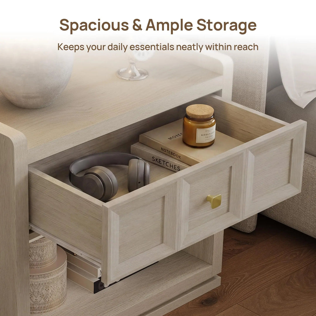 SICOTAS Night Stand Set 2, 26" Wide Nightstands with Drawer 