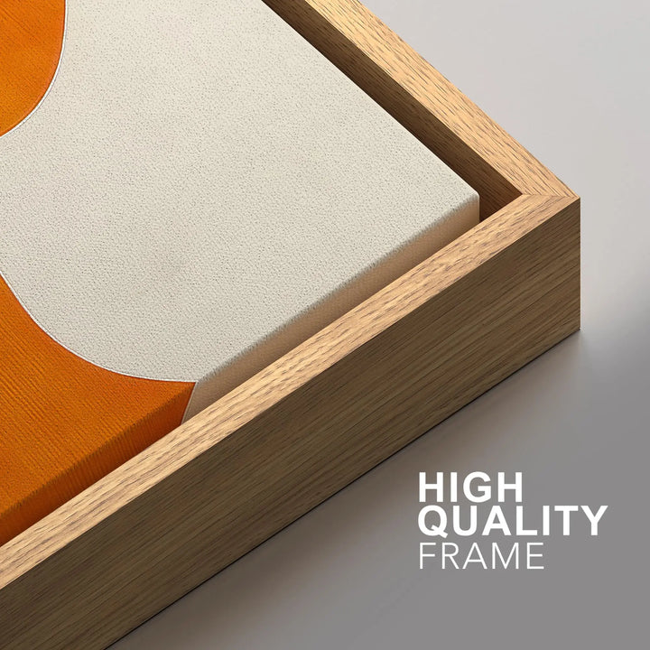 SIGNFORD Framed Canvas Print, Orange Geometric Mid Century Modern, 16x24, 3 Piece