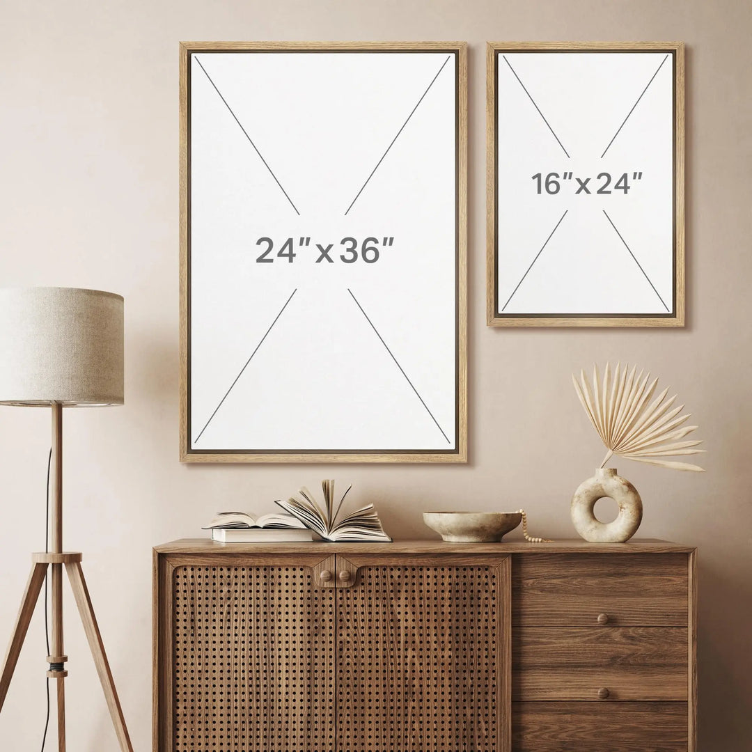 SIGNFORD Framed Canvas Print, Orange Geometric Mid Century Modern, 16x24, 3 Piece