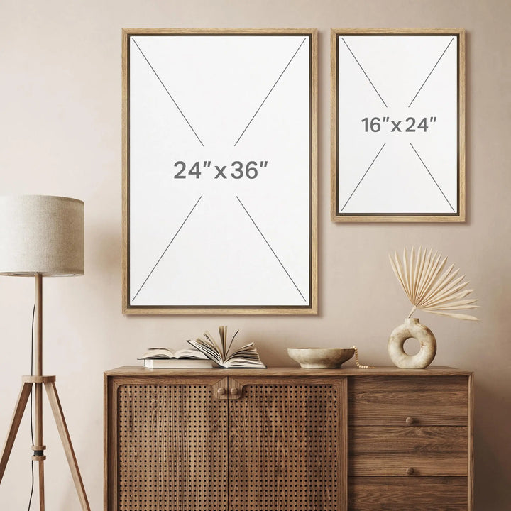 SIGNFORD Framed Canvas Print, Orange Geometric Mid Century Modern, 16x24, 3 Piece