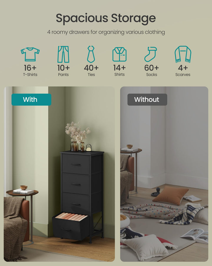SONGMICS BELLAH 4-Drawer Dresser - Ink Black 
