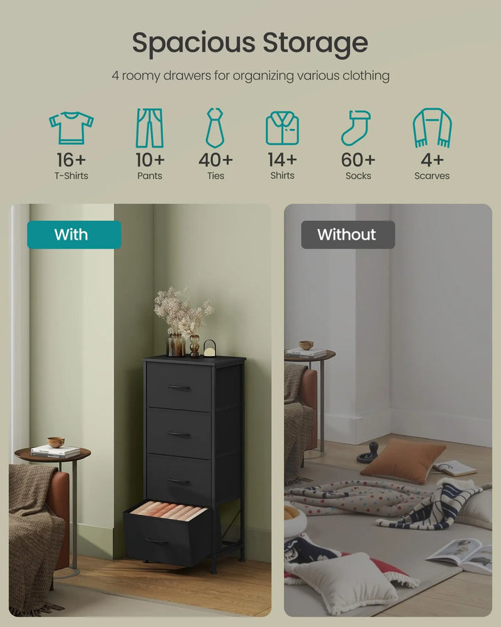 SONGMICS BELLAH 4-Drawer Dresser - Ink Black 