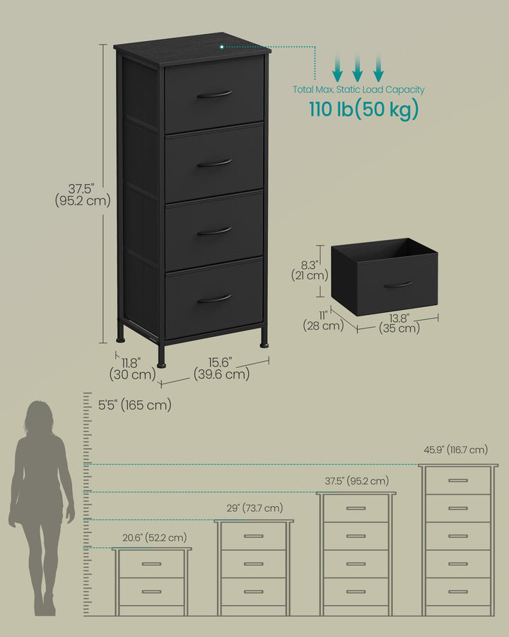 SONGMICS BELLAH 4-Drawer Dresser - Ink Black 