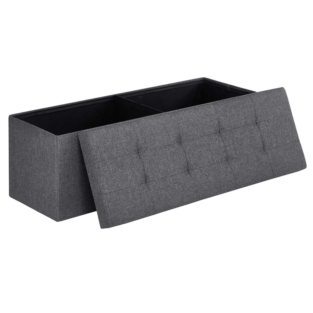 SONGMICS MAZIE Folding Storage Ottoman Bench - Dark Gray 