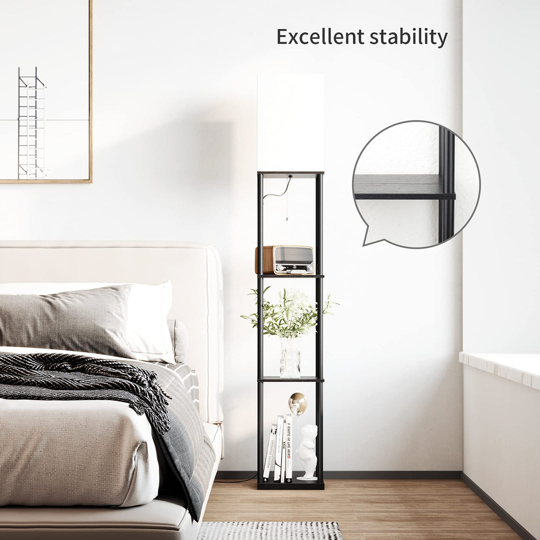 SUNMORY Floor Lamp with Shelves, Standing Lamps for Living Room, Black 