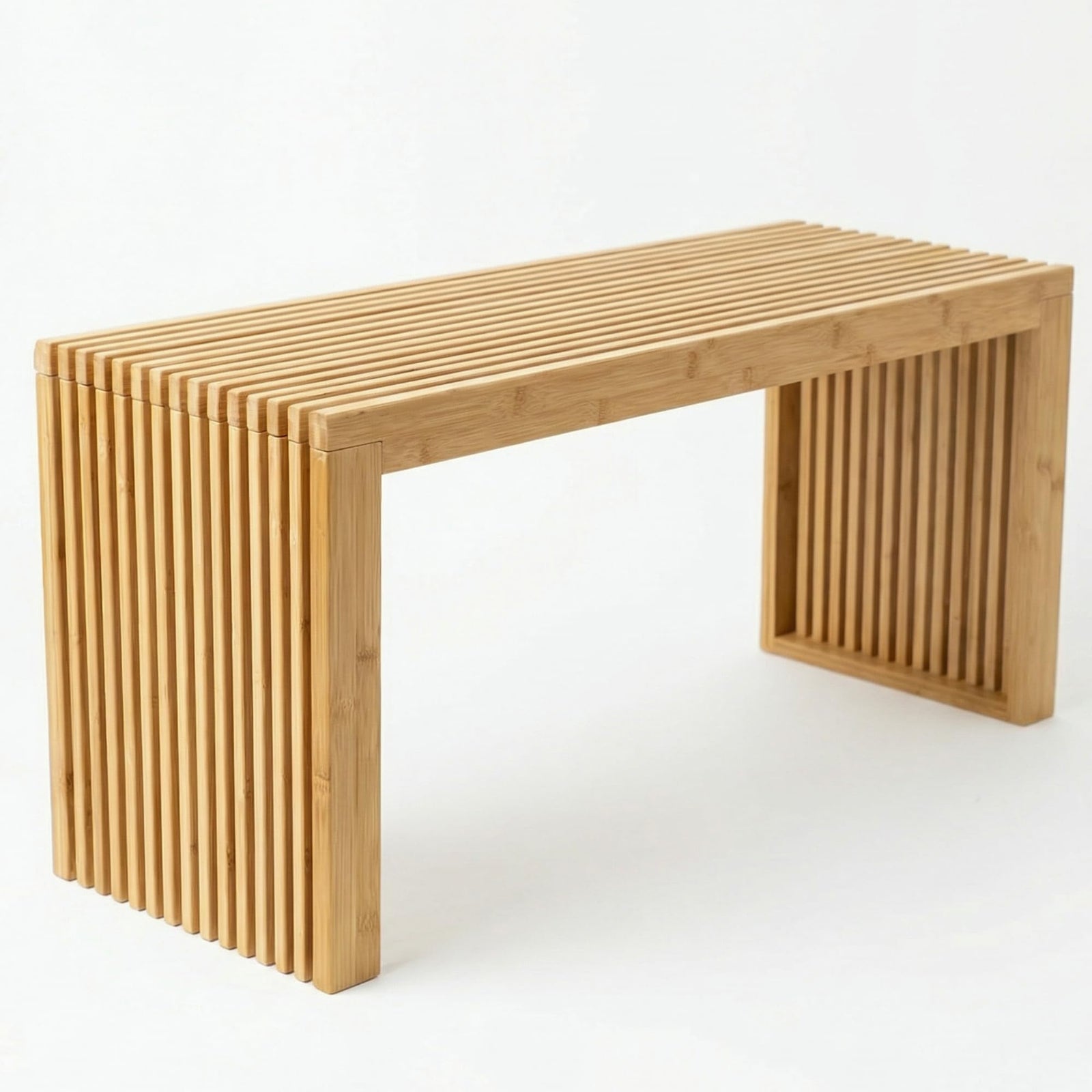 Bamboo Natural 36 inch Wooden Bench, Small Wood Benches for Entryway, Living & Dining Room, Kitchen, Bedroom, Bathroom, Hallway, Front Door, For Indoor & Outdoor Patio Use, Mid Century Modern Decor 