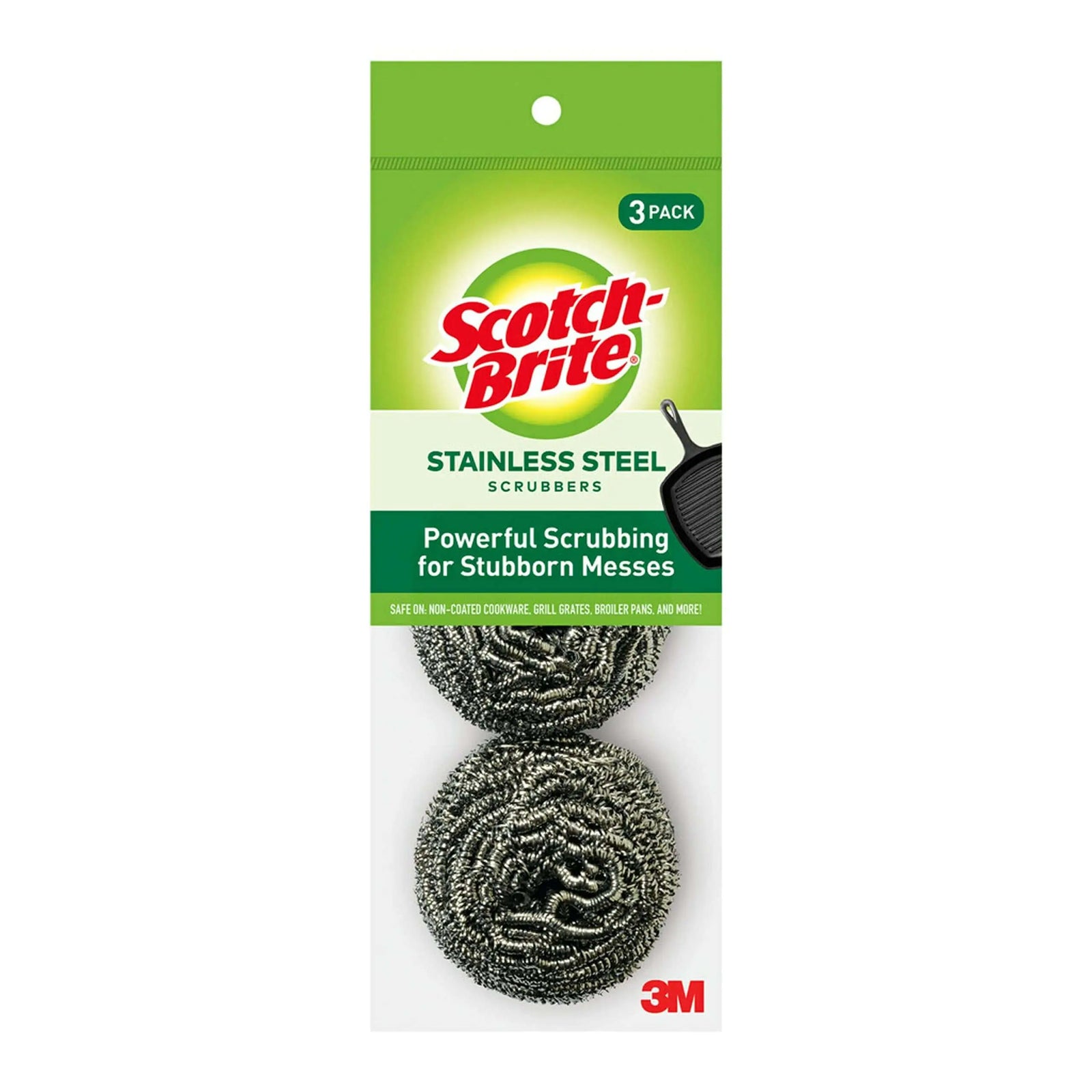 Scotch-Brite Stainless Steel Scrubber, Dish Scrubbers for Cleaning Kitchen and Household, Steel Scrubbers for Cleaning Dishes, 3 Scrubbers 