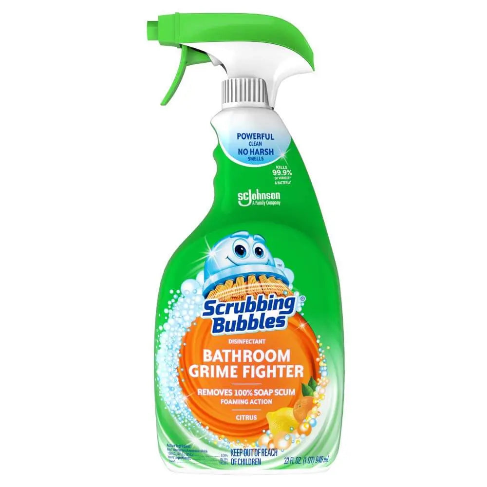 Scrubbing Bubbles Bathroom and Shower Cleaner Disinfectant Spray, Foaming Action Bathroom Grime Fighter, Citrus Scent, 32oz 