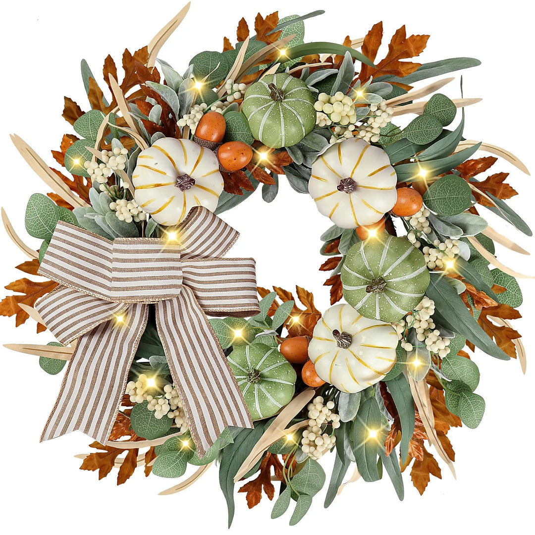 Sggvecsy Fall Wreath 23 Inch for Front Door with Bows, Thanksgiving Autumn