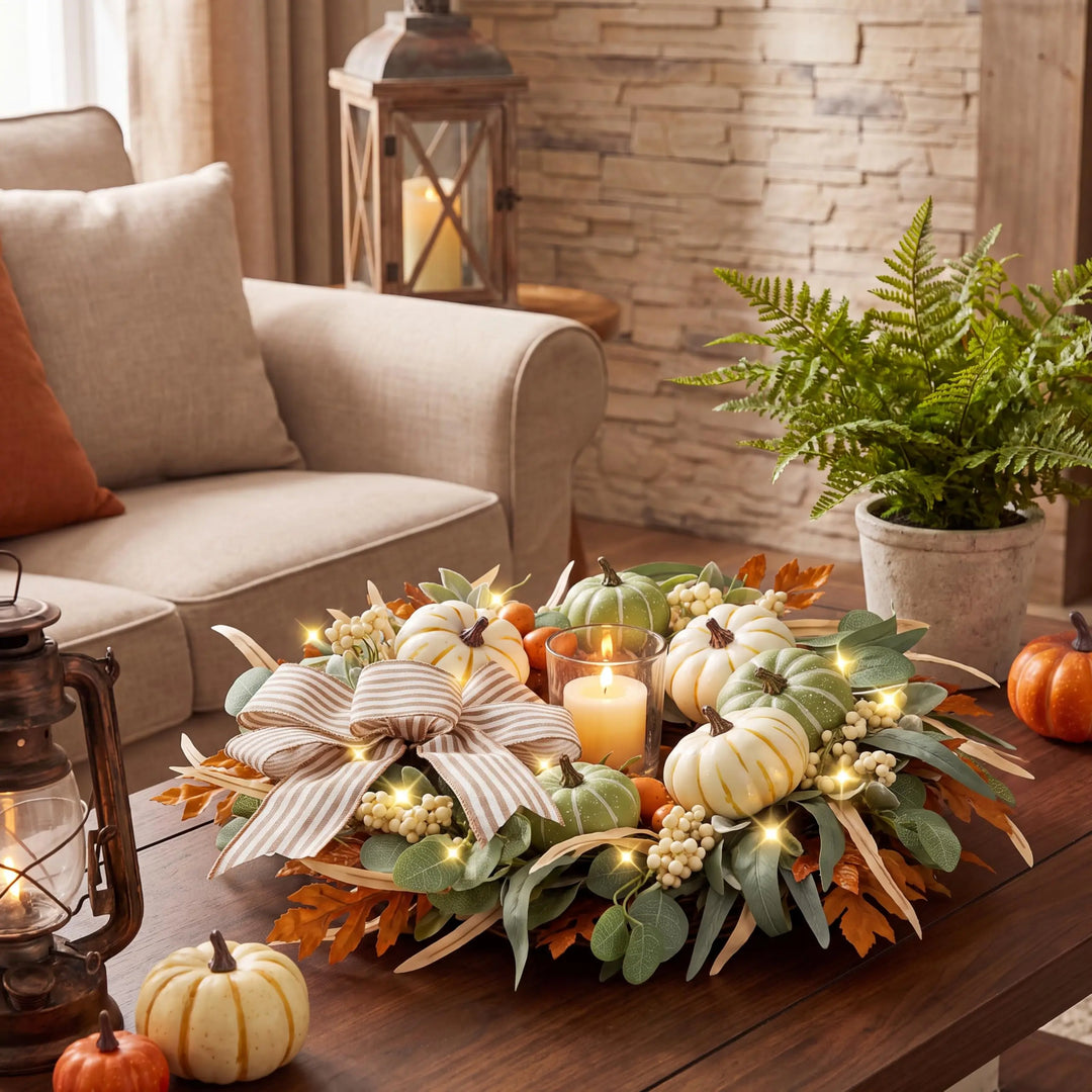 Sggvecsy Fall Wreath 23 Inch for Front Door with Bows, Thanksgiving Autumn