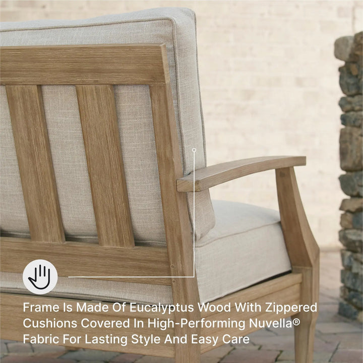 Signature Design by Ashley Clare View 1-Piece Outdoor Lounge Chair, Beige