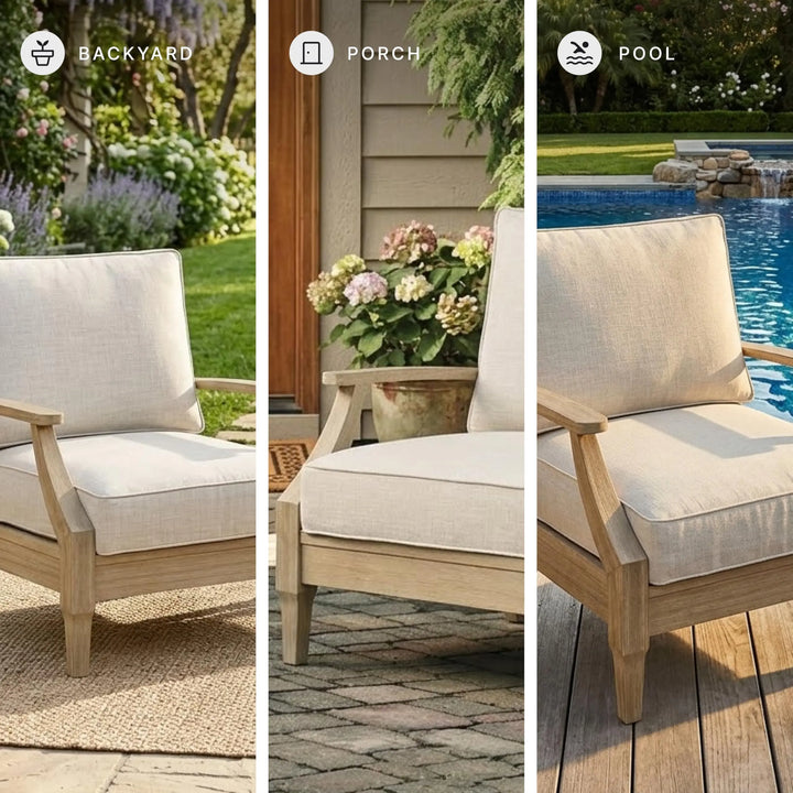 Signature Design by Ashley Clare View 1-Piece Outdoor Lounge Chair, Beige