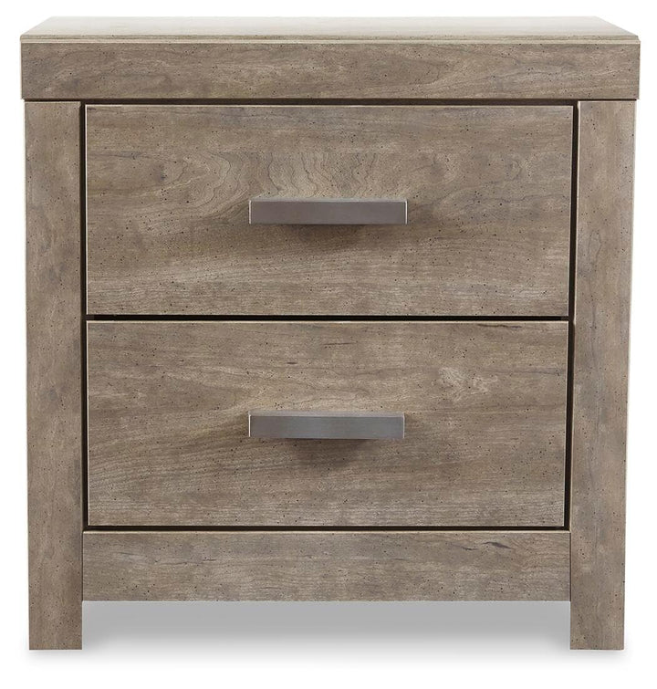 Signature Design by Ashley Culverbach Modern 2 Drawer Nightstand with 2 USB Charging Stations, 24.37" Tall, Weathered Gray 
