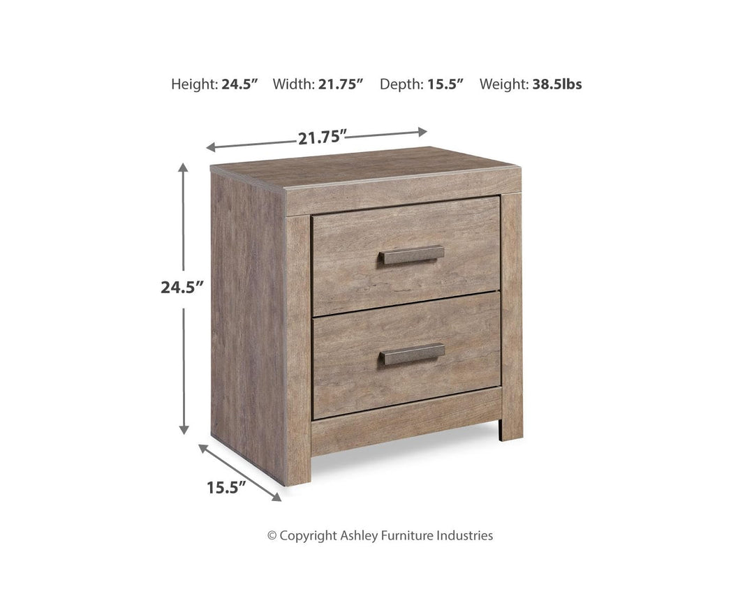 Signature Design by Ashley Culverbach Modern 2 Drawer Nightstand with 2 USB Charging Stations, 24.37" Tall, Weathered Gray 
