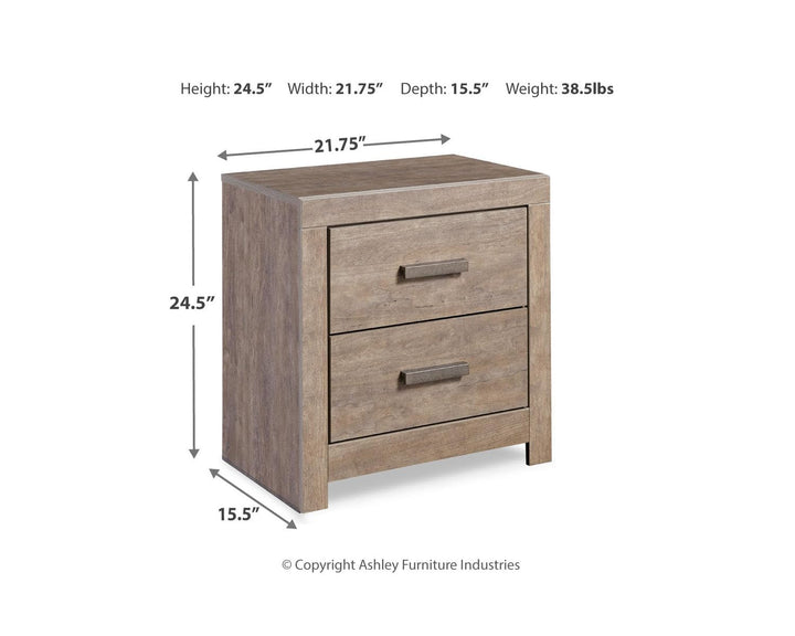 Signature Design by Ashley Culverbach Modern 2 Drawer Nightstand with 2 USB Charging Stations, 24.37" Tall, Weathered Gray 
