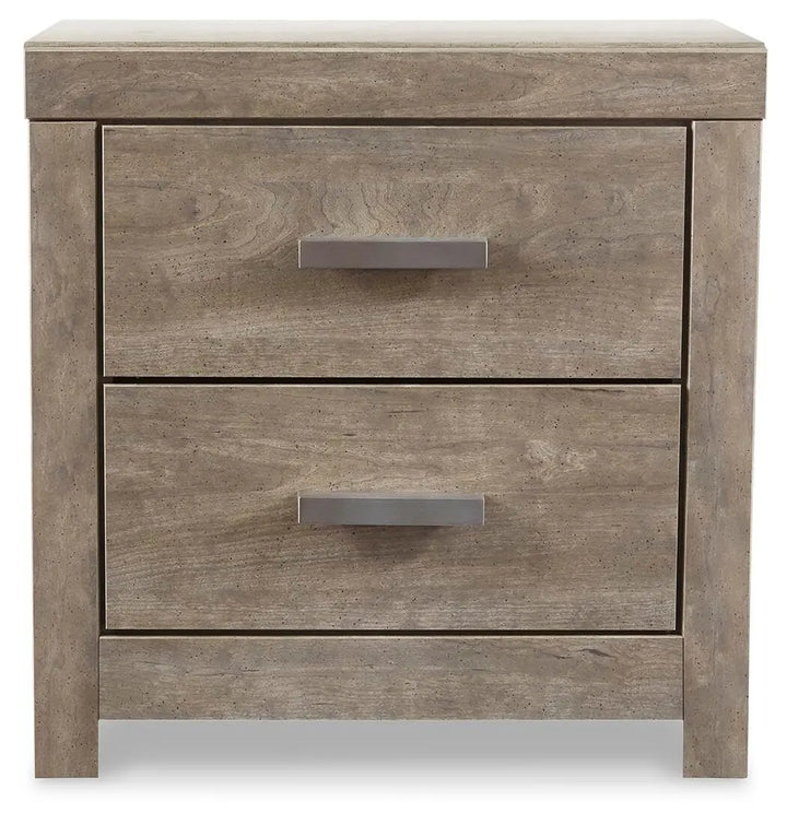 Signature Design by Ashley Culverbach Modern 2 Drawer Nightstand with 2 USB Charging Stations, 24.37" Tall, Weathered Gray 