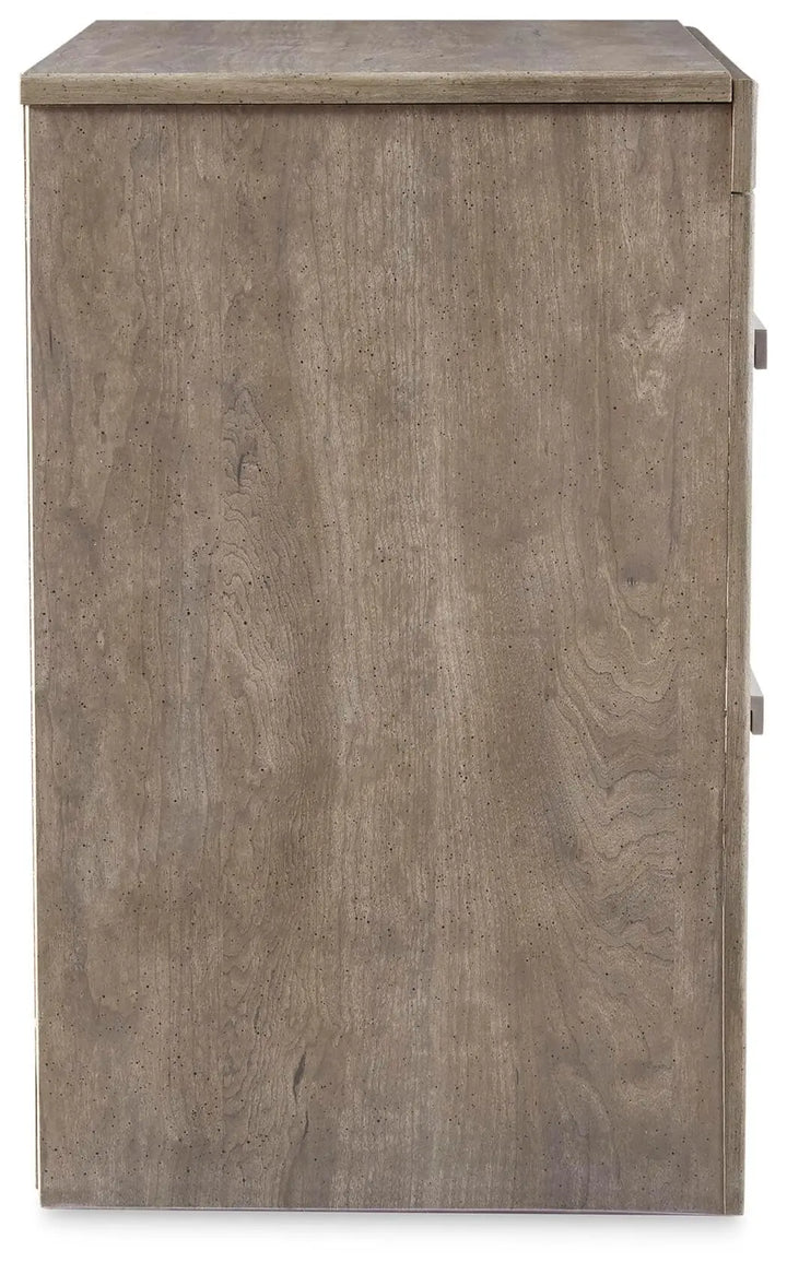 Signature Design by Ashley Culverbach Modern 2 Drawer Nightstand with 2 USB Charging Stations, 24.37" Tall, Weathered Gray 