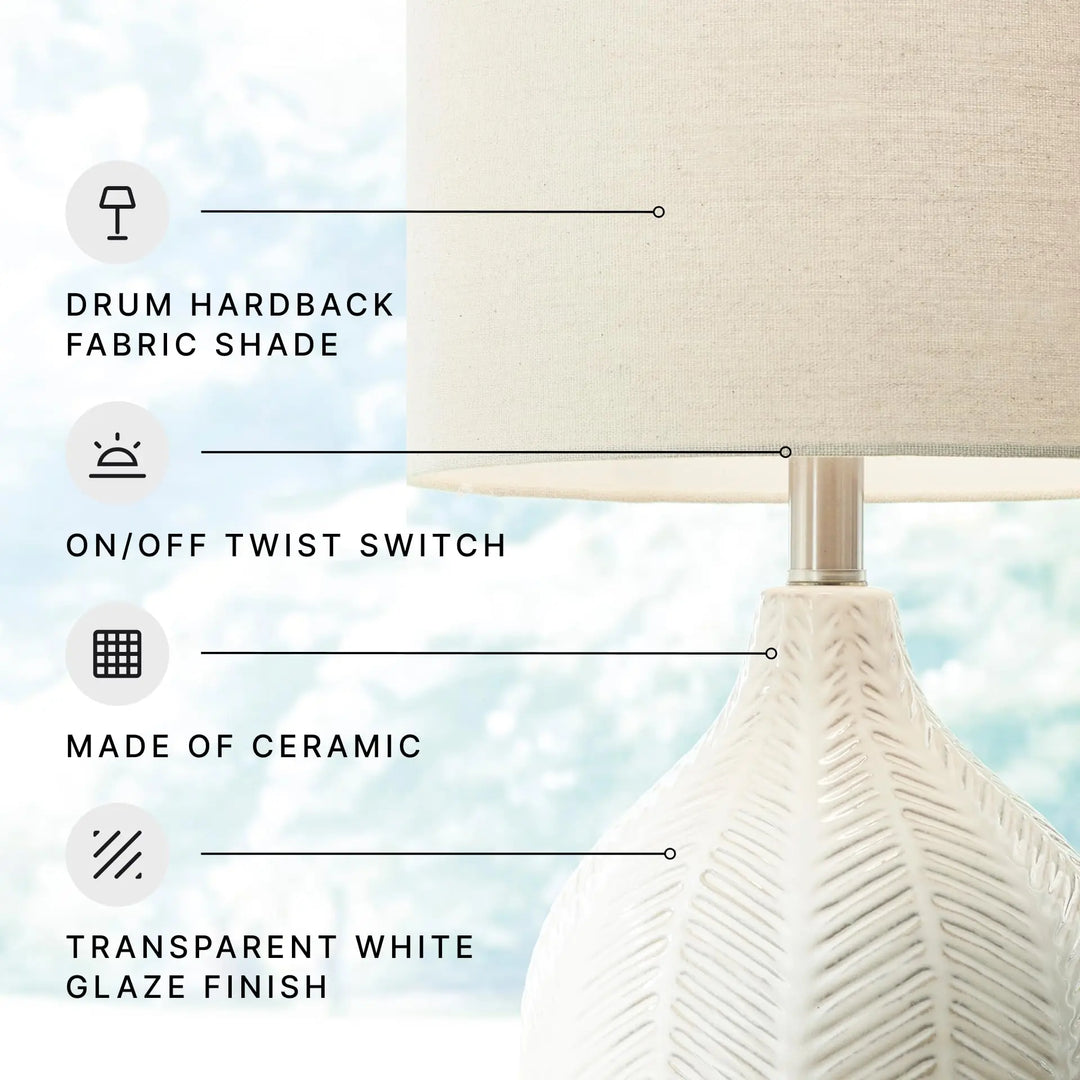 Signature Design by Ashley Rainermen Ceramic Table Lamp, 21", Off White