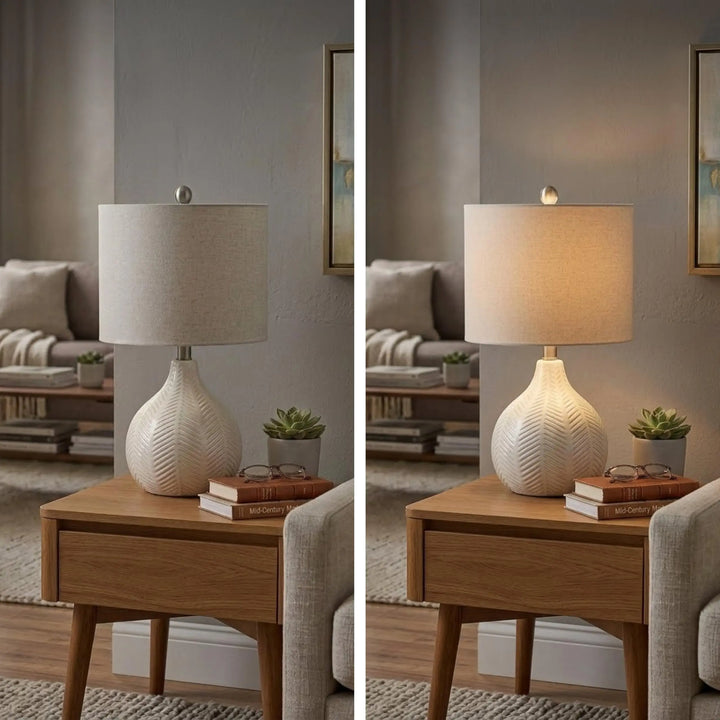 Signature Design by Ashley Rainermen Ceramic Table Lamp, 21", Off White