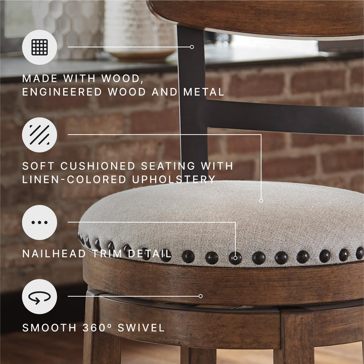 Signature Design by Ashley Valebeck Counter Height Bar Stool, Brown 