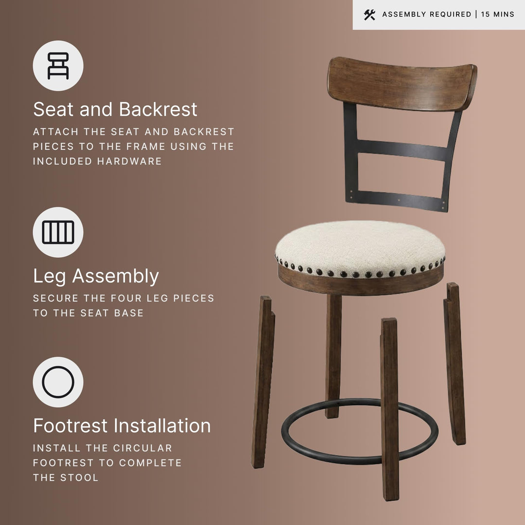 Signature Design by Ashley Valebeck Counter Height Bar Stool, Brown 