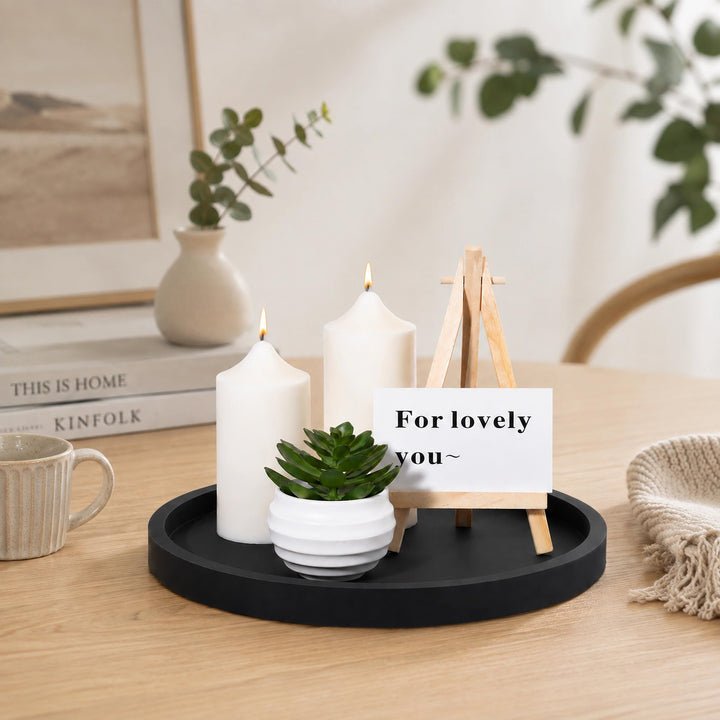 Silicone Bathroom Tray Coffee Table Decor Perfume Organizer, 9" Black 