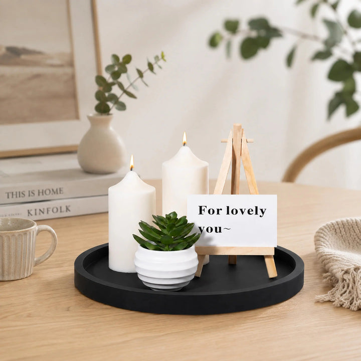 Silicone Bathroom Tray Coffee Table Decor Perfume Organizer, 9" Black