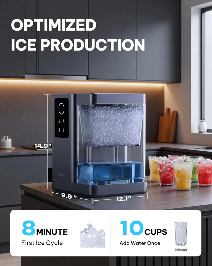 Silonn Nugget Ice Maker Countertop with APP & Voice Control, Self Cleaning Ice Machine with 3L Large Water Tank, 40 lbs/24H Soft Chewable Ice, Portable Pebble Ice Maker for Home, Kitchen and Party 