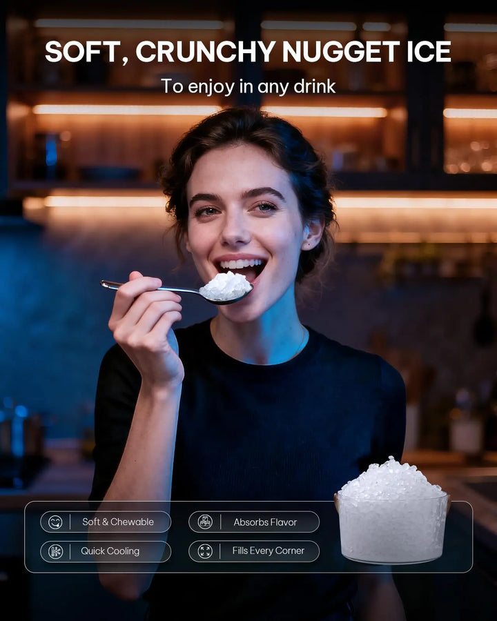 Silonn Nugget Ice Maker Countertop with APP & Voice Control, Self Cleaning Ice Machine with 3L Large Water Tank, 40 lbs/24H Soft Chewable Ice, Portable Pebble Ice Maker for Home, Kitchen and Party 