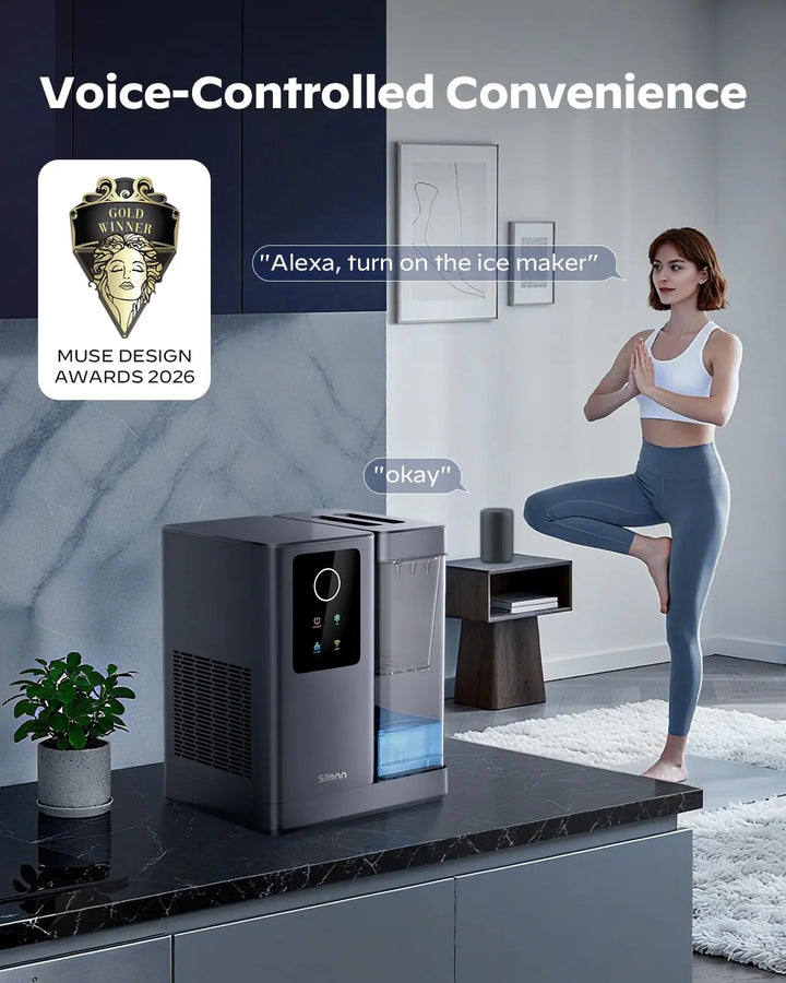 Silonn Nugget Ice Maker Countertop with APP & Voice Control, Self Cleaning Ice Machine with 3L Large Water Tank, 40 lbs/24H Soft Chewable Ice, Portable Pebble Ice Maker for Home, Kitchen and Party 