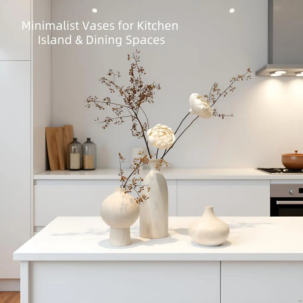SincereLuxe White Ceramic Vase Set of 3, Modern Organic Home Decor