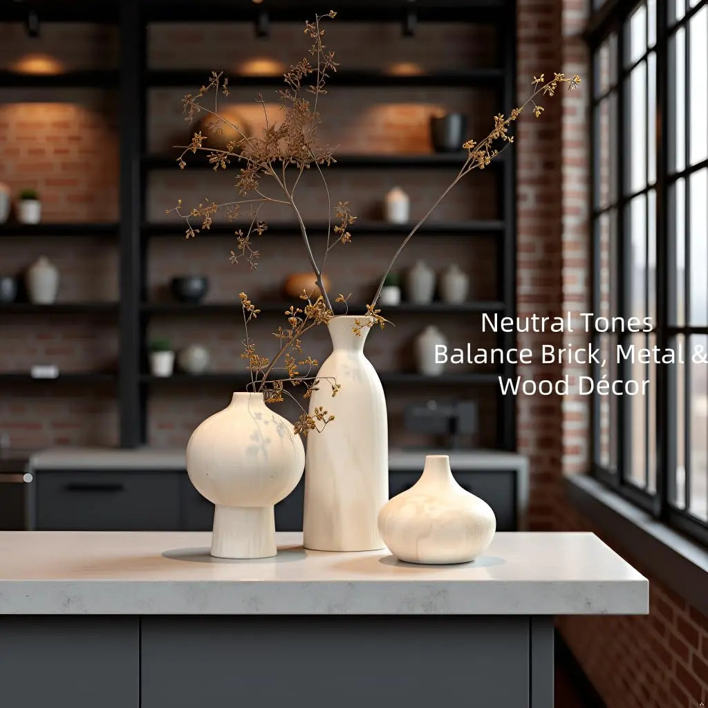 SincereLuxe White Ceramic Vase Set of 3, Modern Organic Home Decor