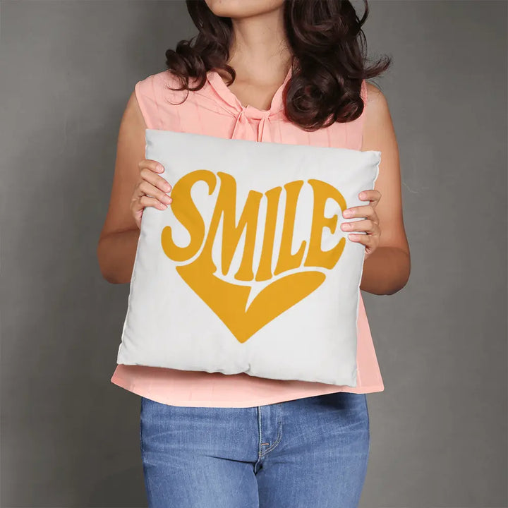 Smile Heart Throw Pillow Cover For Every Space - Yellow 
