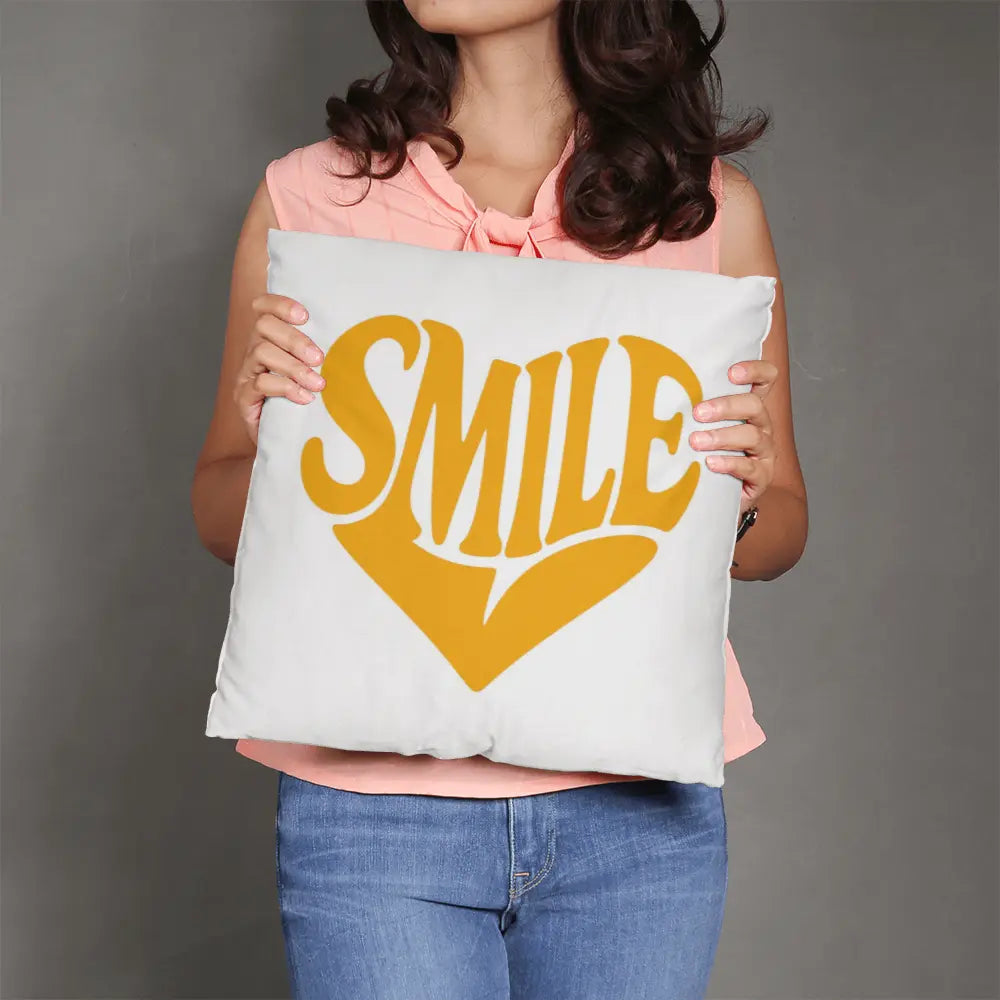 Smile Heart Throw Pillow Cover For Every Space - Yellow 