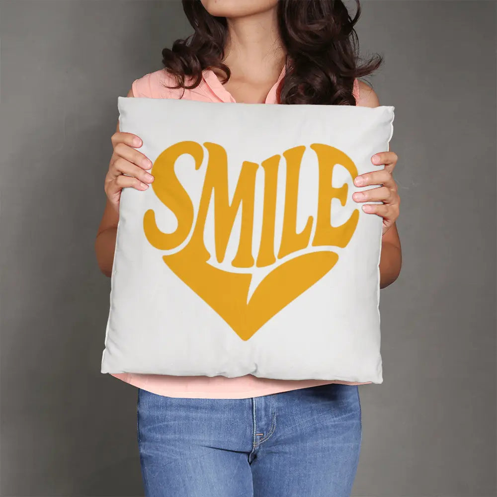 Smile Heart Throw Pillow Cover For Every Space - Yellow 