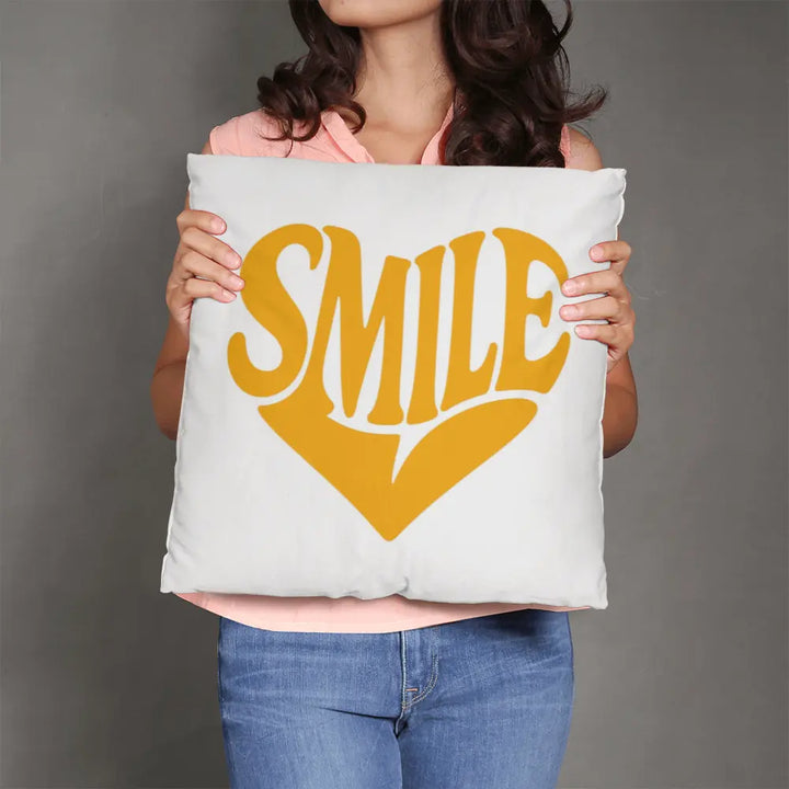 Smile Heart Throw Pillow Cover For Every Space - Yellow 