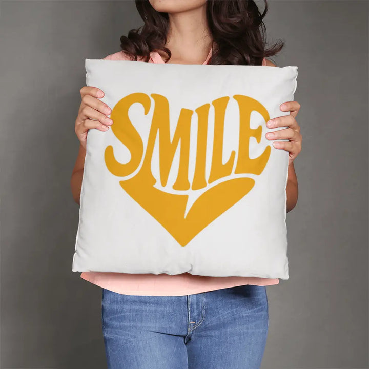 Smile Heart Throw Pillow Cover For Every Space - Yellow 