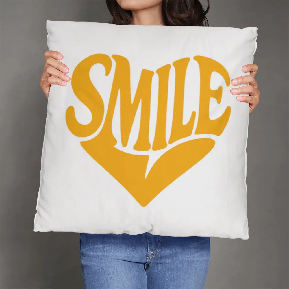 Smile Heart Throw Pillow Cover For Every Space - Yellow 