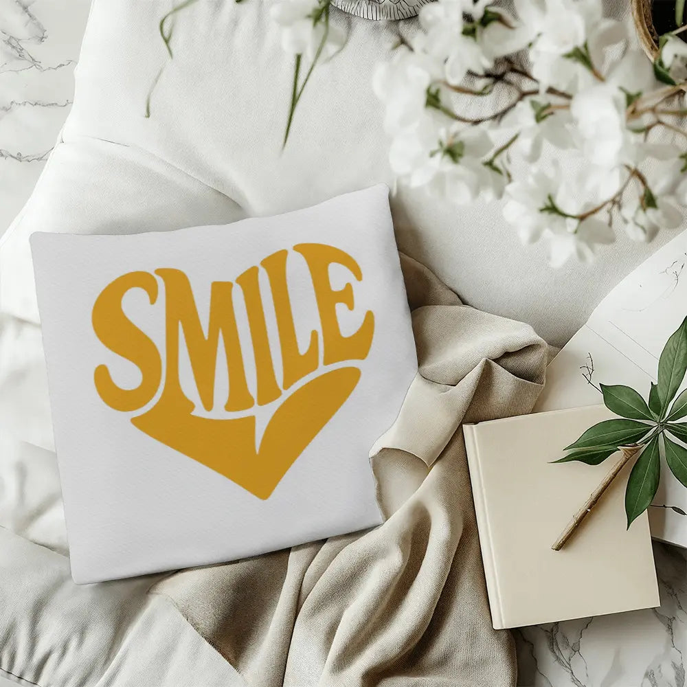 Smile Heart Throw Pillow Cover For Every Space - Yellow 
