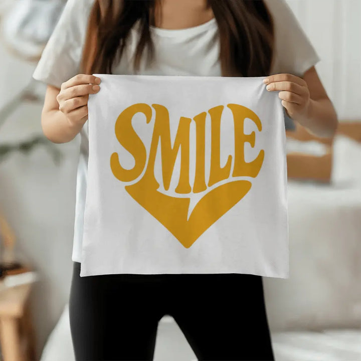 Smile Heart Throw Pillow Cover For Every Space - Yellow 