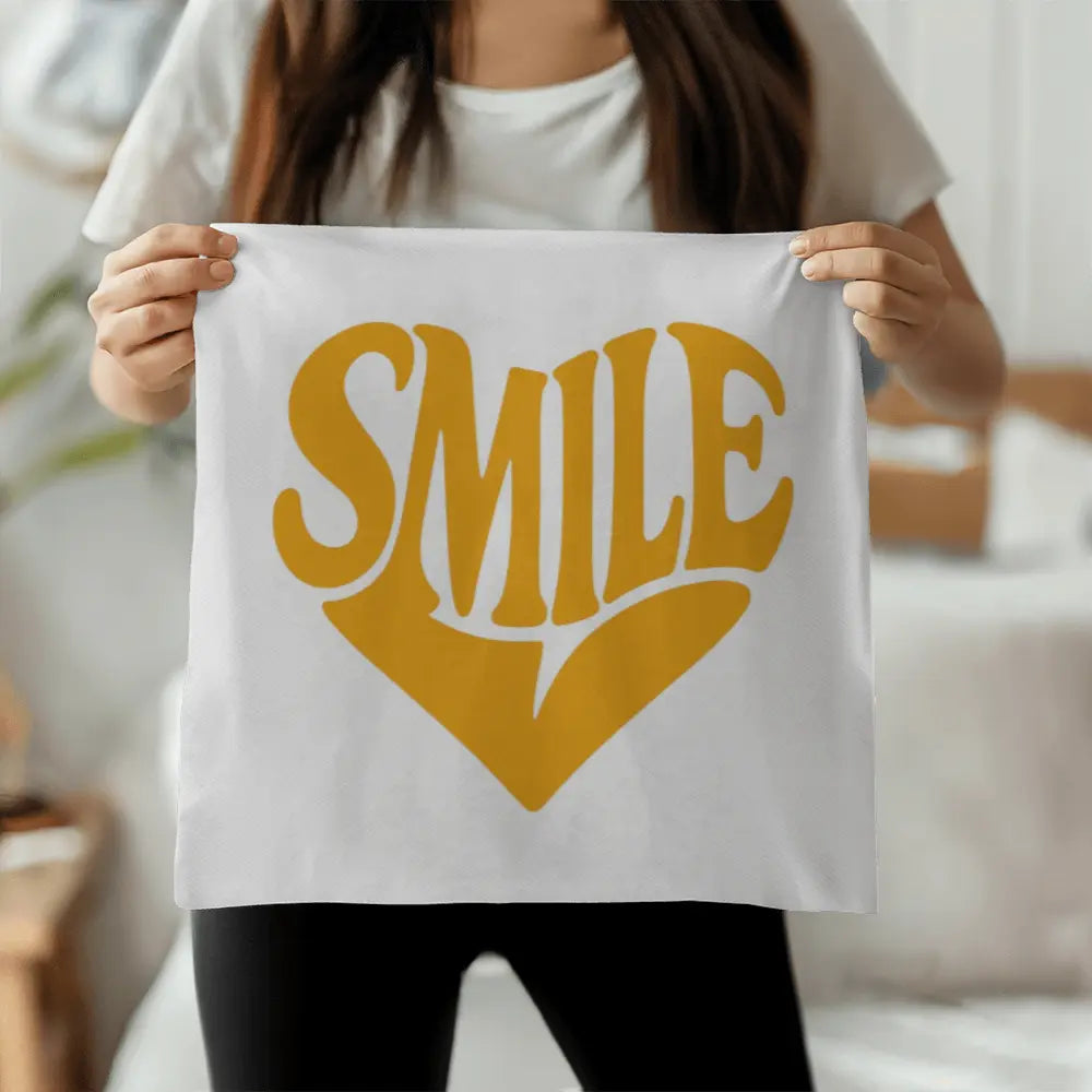 Smile Heart Throw Pillow Cover For Every Space - Yellow 