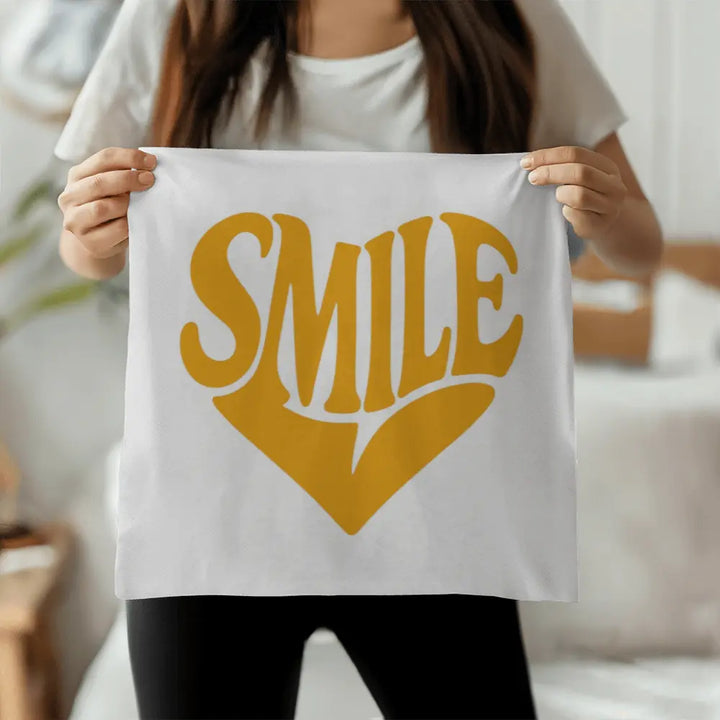 Smile Heart Throw Pillow Cover For Every Space - Yellow 